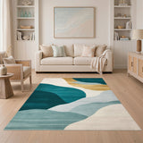 Teal Wave Abstract No. 13 Area Rug