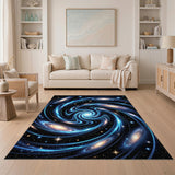 Blue Cosmic Galaxy Vortex Area Rug