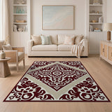 Ornate Red Ivory Persian Medallion Area Rug