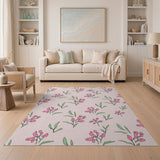 Floral Vintage Delicate Pink Blossom Floral Area Rug