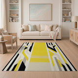 Yellow Bold Yellow Geometric Abstract Area Rug