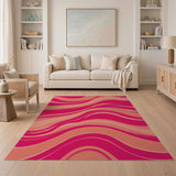 Vibrant Abstract Area Vibrant Pink Wavy Abstract Area Rug
