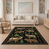 Elk Bear Woodland Forest Rug