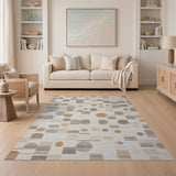 Geometric Abstract Beige Grey Area Rug