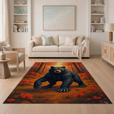 Orange Majestic Black Bear Autumn Forest Rug