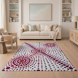 Modern Red Polka Dot Abstract Area Rug