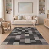 Grey Patchwork Geometric Area Rug