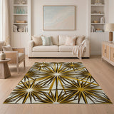 Golden Starburst Geometric Area Rug