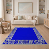 Navy Blue Ornate Persian Border Traditional Persian Rug