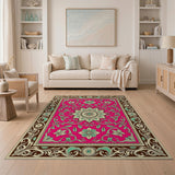 Ornate Pink Persian Floral Medallion Rug
