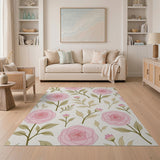 Floral Vintage Pink Blush Pink Rose Floral Area Rug