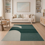 Abstract Curved Arch Green Striped Area Rug