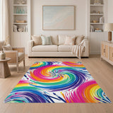 Multi-color and Patterns Vibrant Rainbow Swirl Area Rug