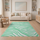 Abstract Area Green Wavy Abstract Area Rug