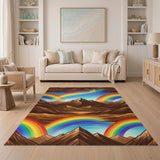 Vibrant Rainbow Mountains Kids Cartoon Area Rug