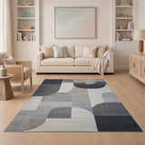 Abstract Grey Geometric Modern Rug
