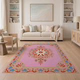 Pink Persian Star Medallion Area Rug
