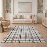Modern Brown Grid Checkered Area Rug