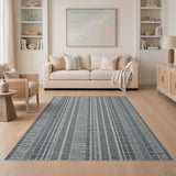 Modern Grey Striped Woven Area Rug