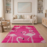 Playful Pink Flamingo Silhouette Area Rug