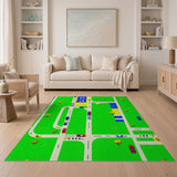 Retro Pixel City Street Area Rug