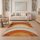 Warm Orange Arched Horizon Area Rug
