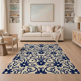 Navy Blue Floral Vintage Area Rug