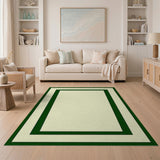 Green Framed Cream Area Rug