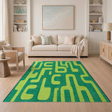 Vibrant Green Abstract Geometric Area Rug