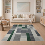 Green Grey Geometric Modern Area Rug