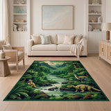 Jurassic Dinosaur Forest Valley Area Rug