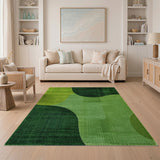 Green Organic Green Abstract Area Rug