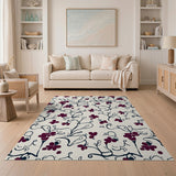 Deep Pink Floral Vine Area Rug