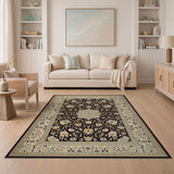 Navy Persian Floral Medallion Multi-color and Patterns Area Rug