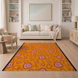 Cheesy Pizza Party Orange Cartoon Area Rug