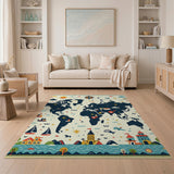 Whimsical World Map Adventure Kids Rug