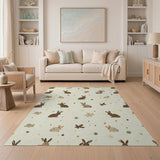 Kids Cartoon Whimsical Bunny Meadow Area Rug