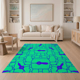Teal Purple Wrench Geometric Area Rug