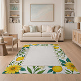Vibrant Lemon Orange Sunflower Fruit Pattern Rug