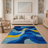 Blue Wave Abstract Area Rug