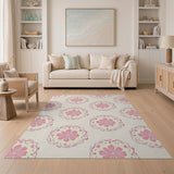 Vintage Pink Floral Mandala Area Rug