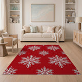 Red Red Snowflake Pattern Area Rug
