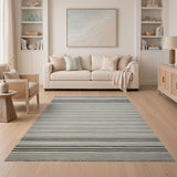 Black White Striped Woven Geometric Modern Area Rug