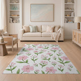 Whimsical Pink Floral Area Rug