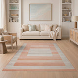 Framed Coral Orange Stripe Area Rug