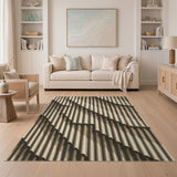 Beige Wavy Stripe Geometric Area Rug