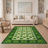 ODIKA Washable Green Shamrock Clover Area Rug, Low Pile Non-Slip St. Patrick's Day Decor