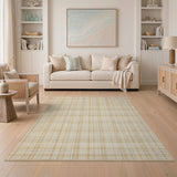 Beige Gingham Plaid Beige and Neutral Area Rug