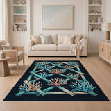 Driftwood Coral Lattice Coastal Rug