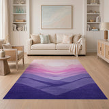 Layered Pink Mountains Sunset Area Rug